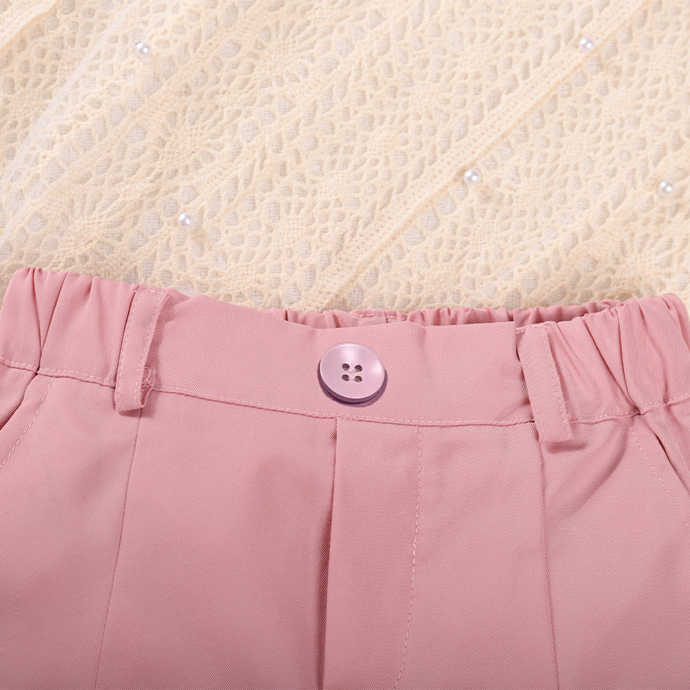 Girls Sleeveless Square Neck Top With Short