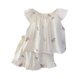 Girls Embroidered Top With Short