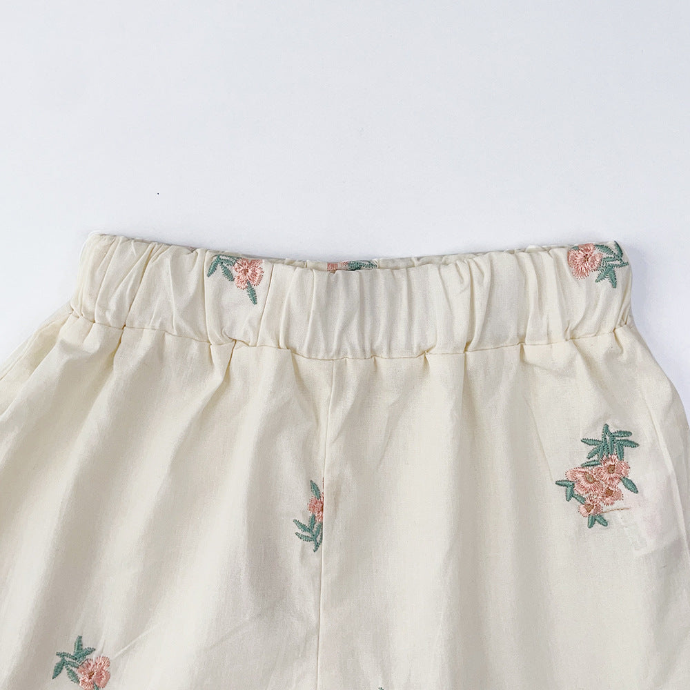 Girls Embroidered Top With Short