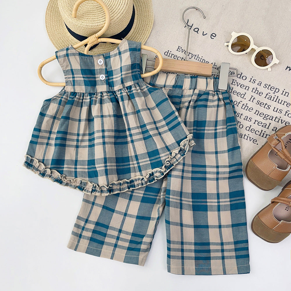 Girls Checked Top with Pyjamas
