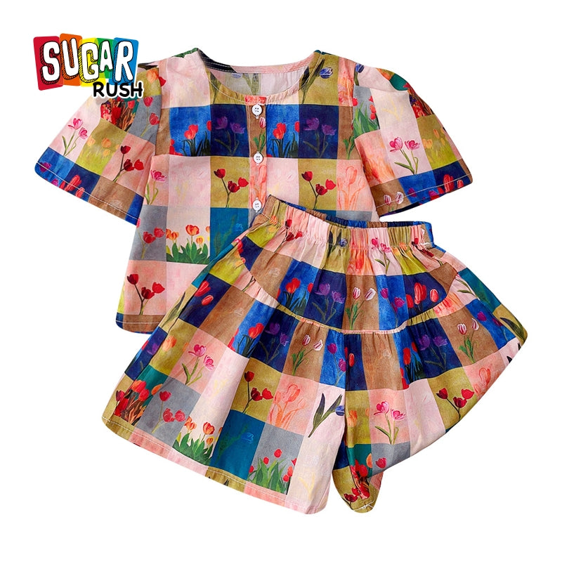 Girls Printed Top With Short