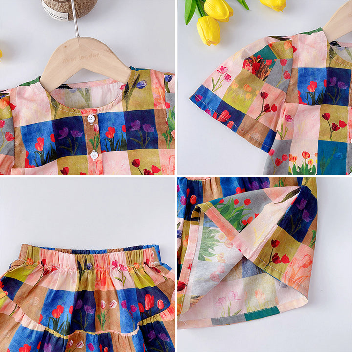 Girls Printed Top With Short