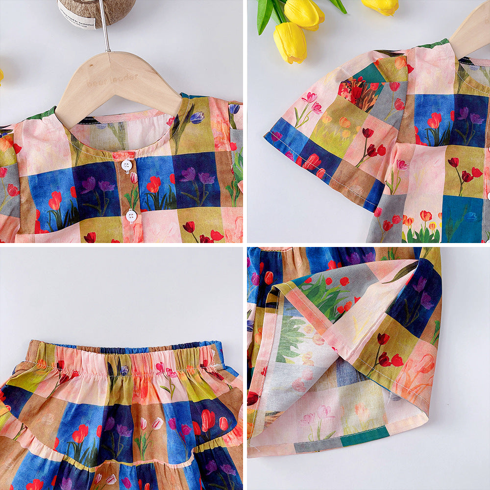 Girls Printed Top With Short