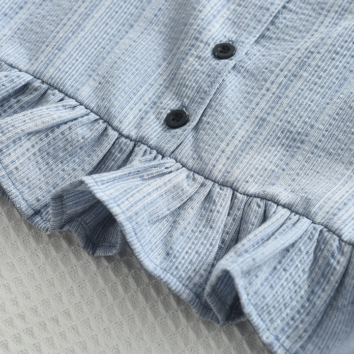 Girls Grey Shoulder Strap Top with Skirt