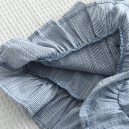 Girls Grey Shoulder Strap Top with Skirt