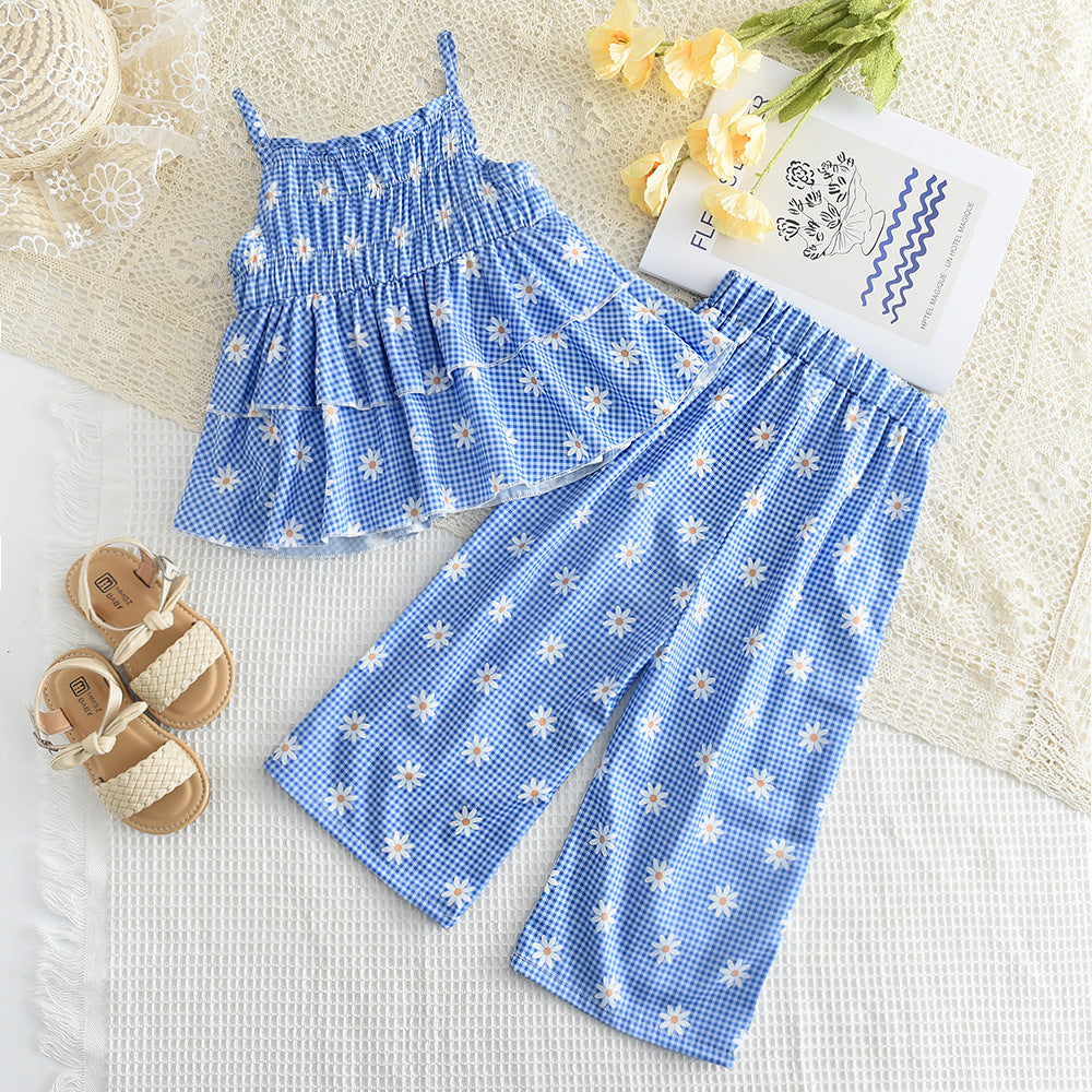 Girls Floral Printed Top with Pyjamas