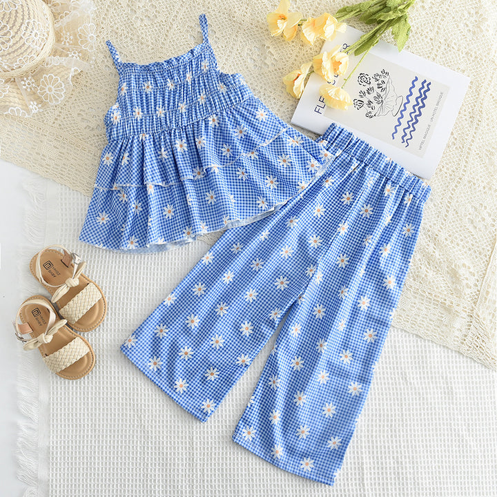 Girls Floral Printed Top with Pyjamas