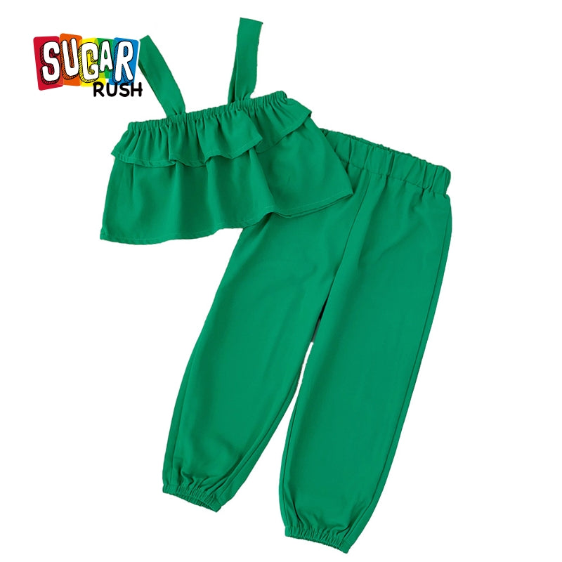 Girls Shoulder Straps Top With Trouser