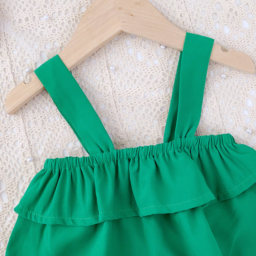 Girls Shoulder Straps Top With Trouser