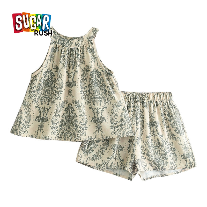 Girls Printed Top with Shorts