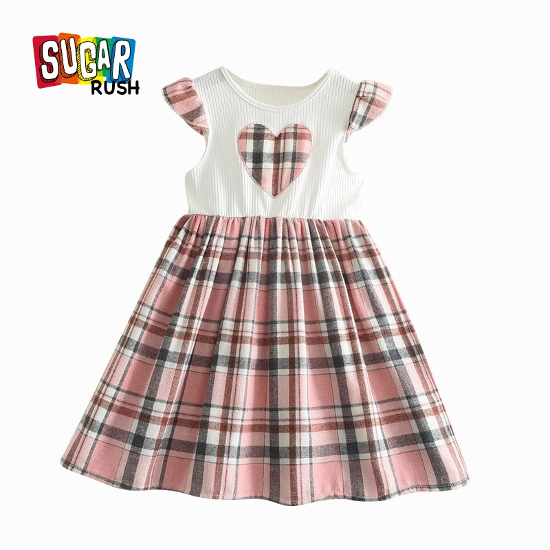 Girls Checked Cotton A-Line Dress
