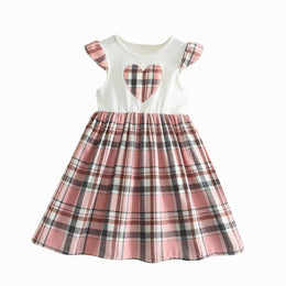 Girls Checked Cotton A-Line Dress