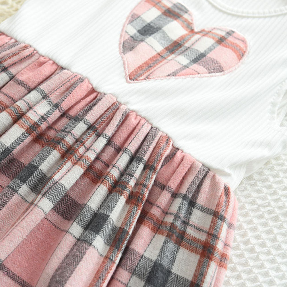 Girls Checked Cotton A-Line Dress