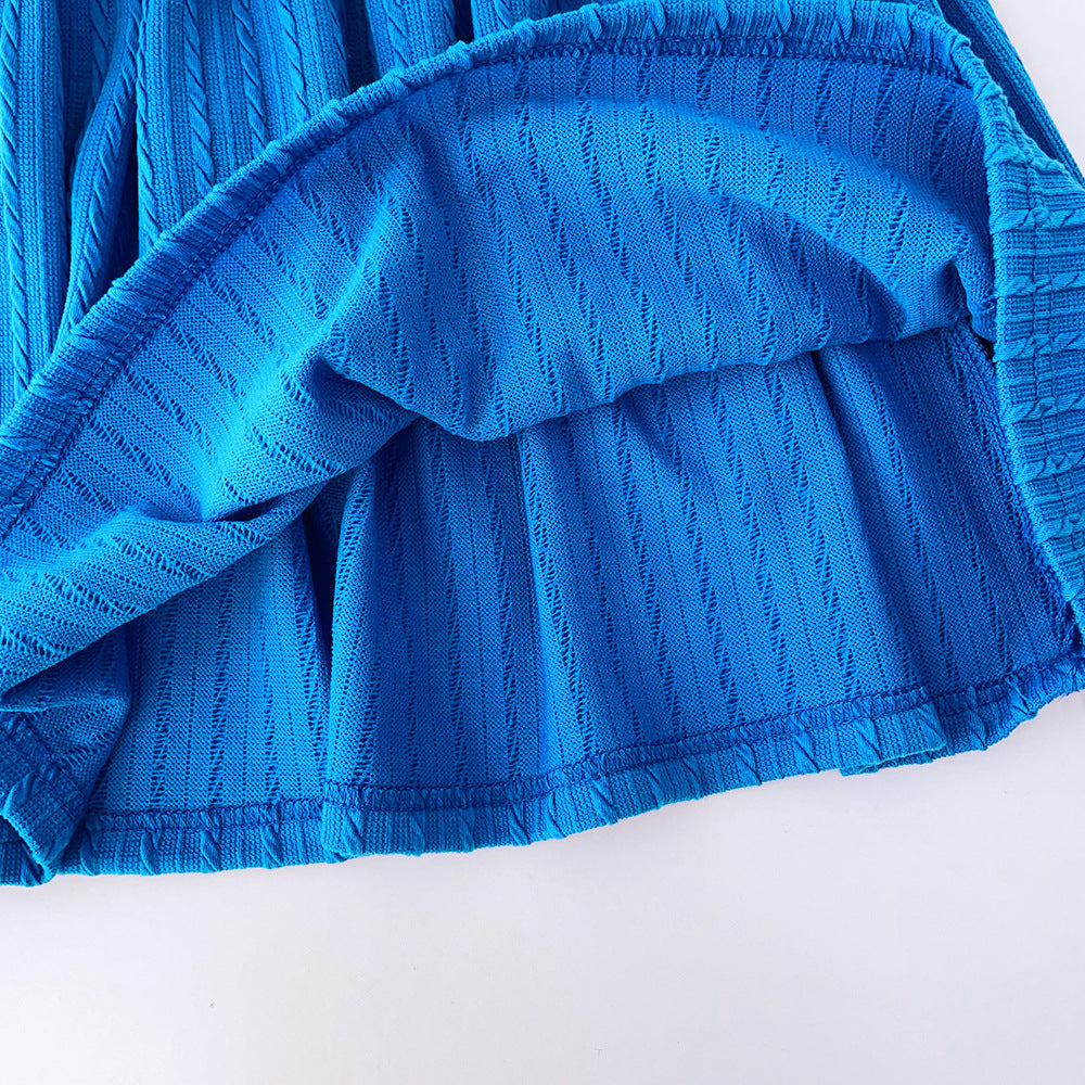 Girls Shirt Collar Colourblocked Top with Skirt