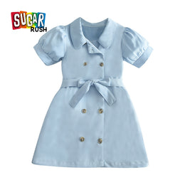 Shirt Collar Puff Sleeve Blazer Dresses