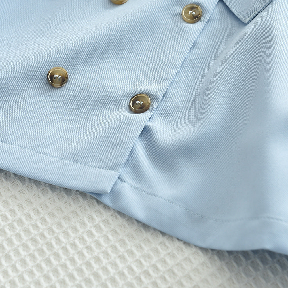 Shirt Collar Puff Sleeve Blazer Dresses