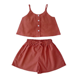 Girls Shoulder Straps Top With Shorts