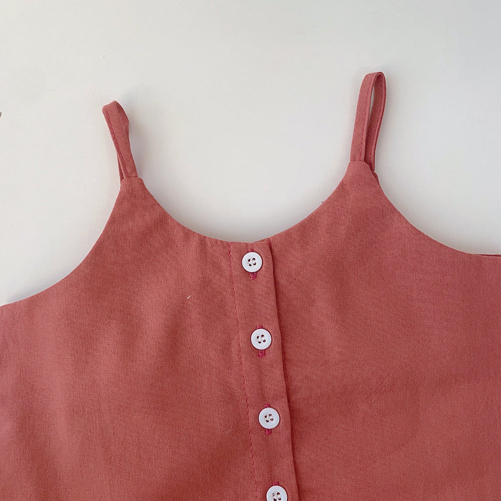 Girls Shoulder Straps Top With Shorts