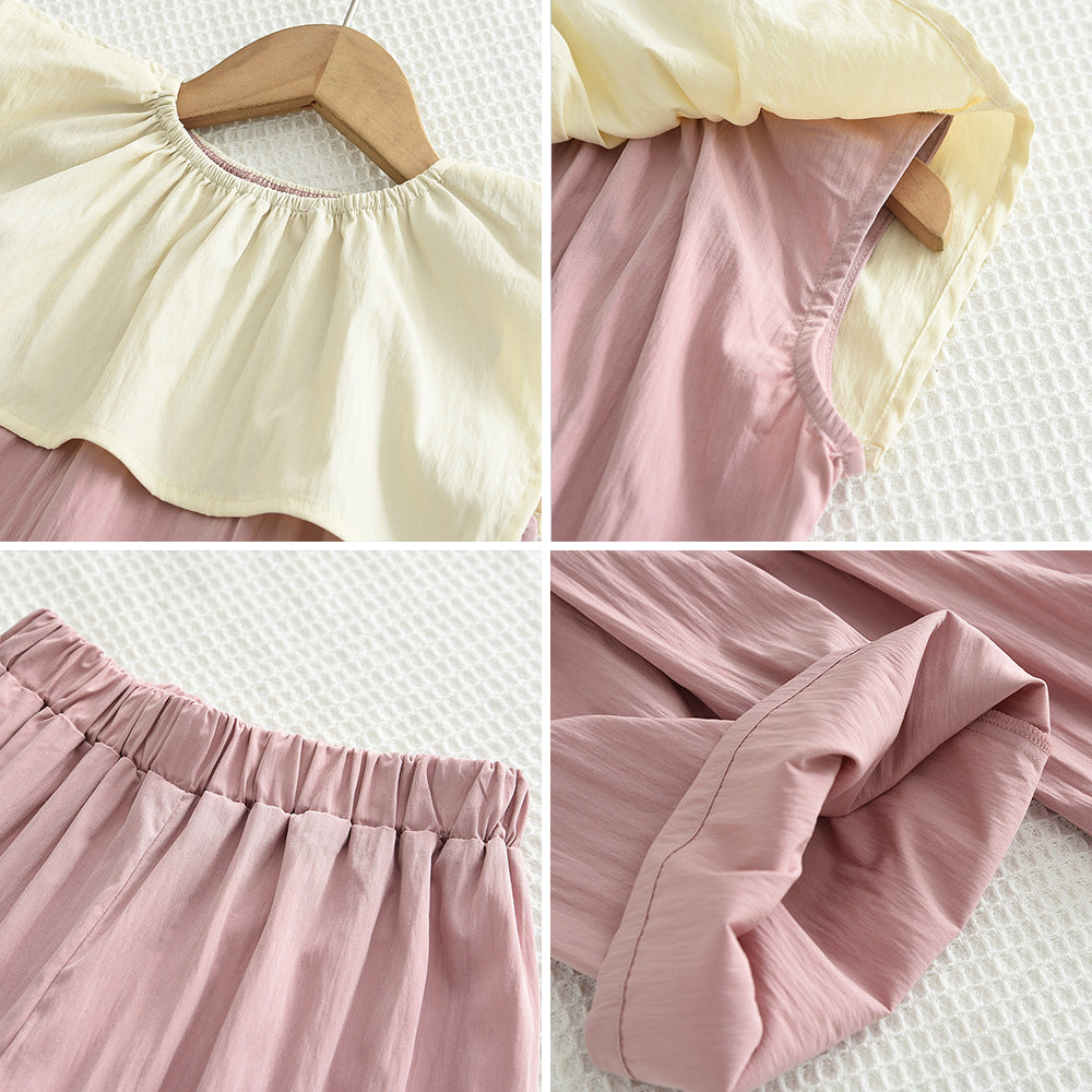 Girls Sleeveless Round Neck Top With Palazzos