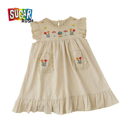 Girls Floral Embroidered A-Line Dress