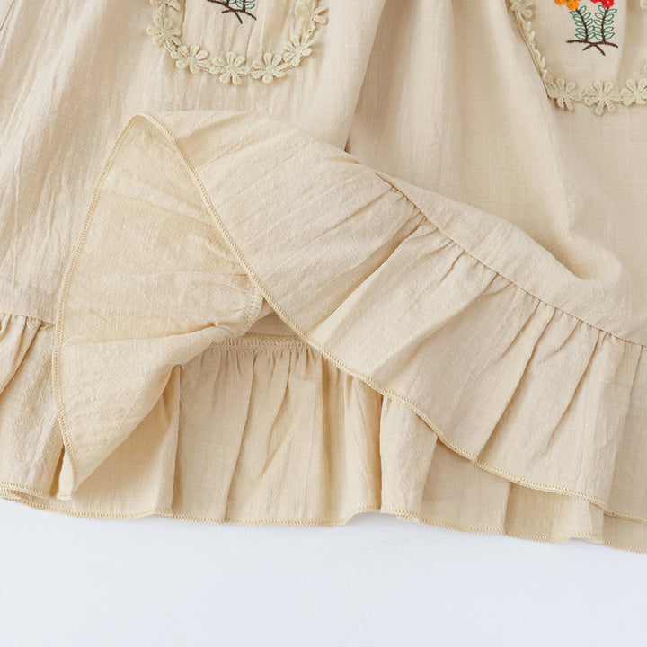 Girls Floral Embroidered A-Line Dress