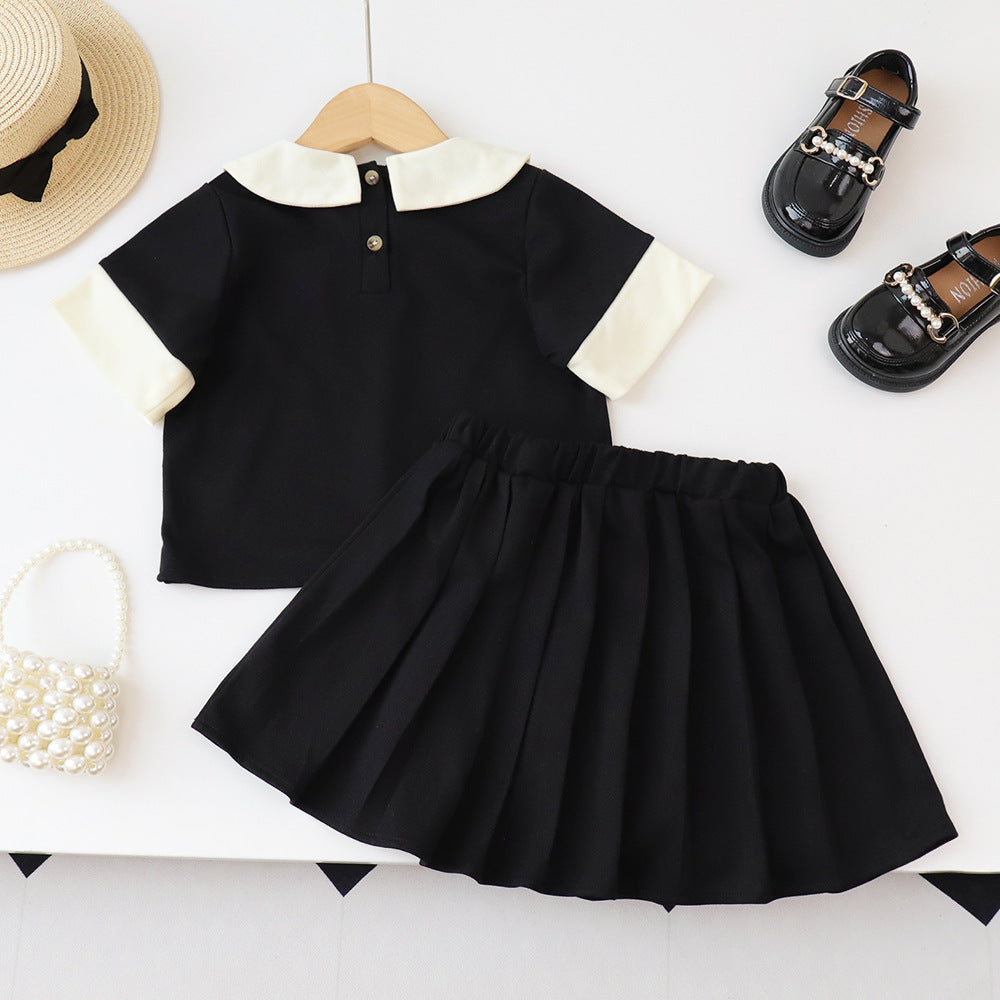 Girls Round Neck Top With Skirt