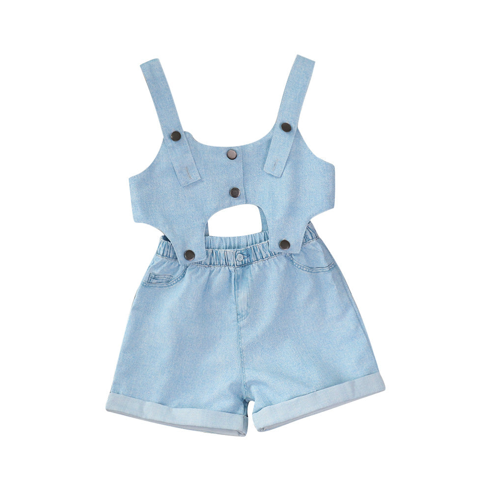 Girls Shoulder Straps Top With Shorts