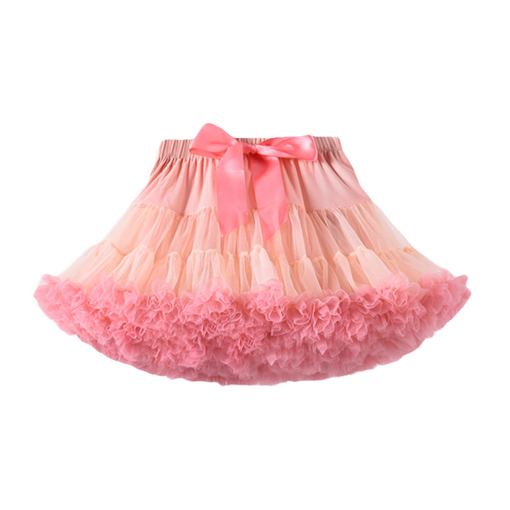 Girls Peach-Coloured Gathered Detailed Mini Tiered Skirt