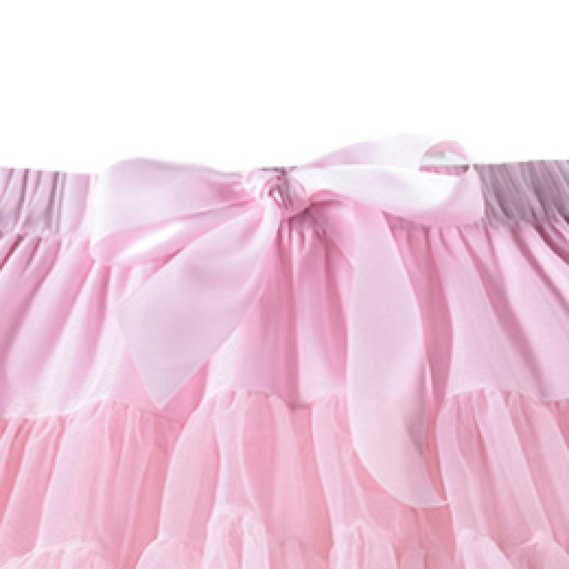 Pink Girls Mid-Rise Layered Mini Flared Skirt