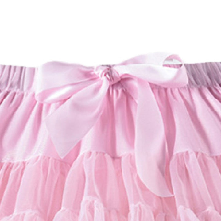 Pink Girls Mid-Rise Layered Mini Flared Skirt