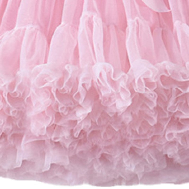 Pink Girls Mid-Rise Layered Mini Flared Skirt