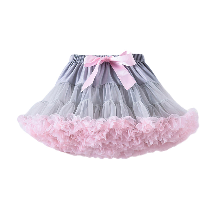 Girls Grey Mid-Rise Gathered Detailed Mini Tiered Skirt