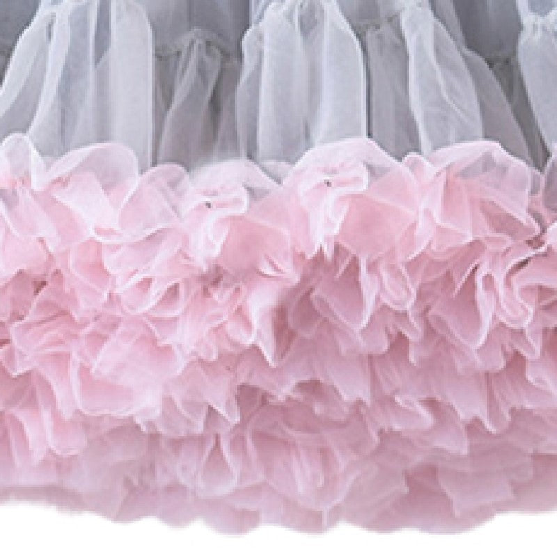 Girls Grey Mid-Rise Gathered Detailed Mini Tiered Skirt
