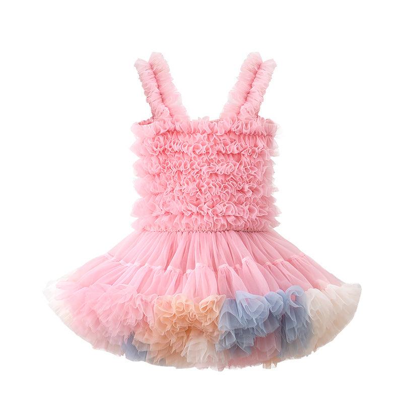 Girls Self Design Ruffled Cotton Fit & Flare Dress
