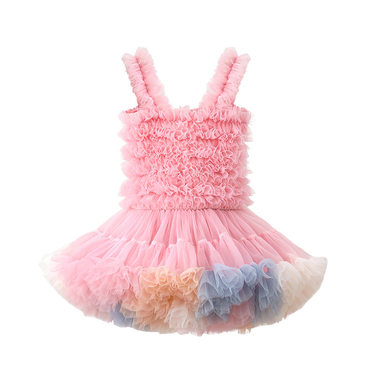 Girls Self Design Ruffled Cotton Fit & Flare Dress