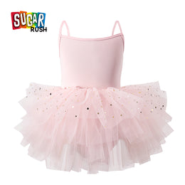 Girls Pink Embellished Cotton Tulle Fit & Flare Dress