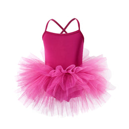Girls Fuchsia Shoulder Strap Cotton Balloon Dress