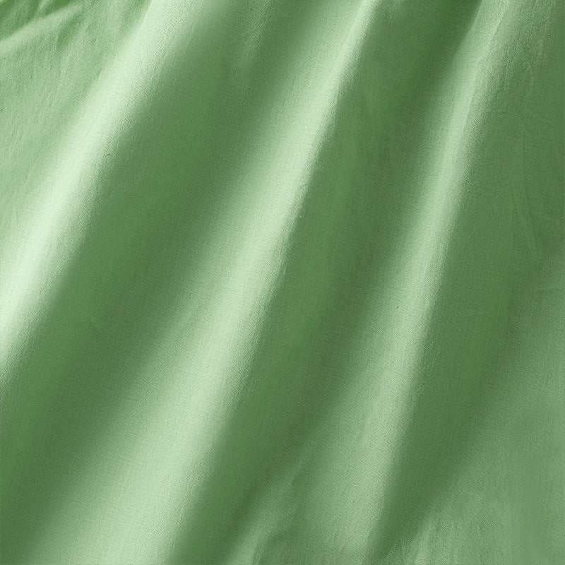Girls Green Shoulder Straps Ruffles Tiered Cotton A-Line Dress