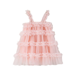 Girls Pink Ruffled Fit & Flare Dress