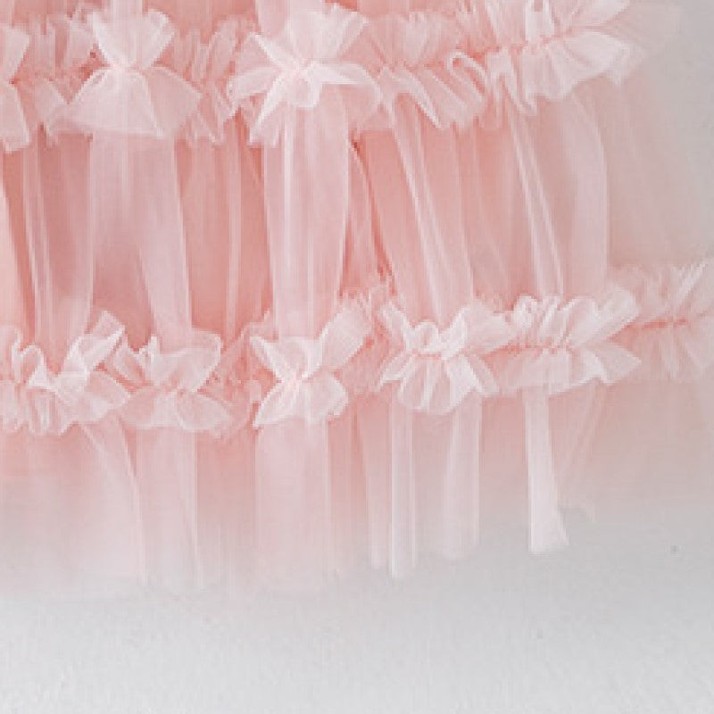 Girls Pink Ruffled Fit & Flare Dress