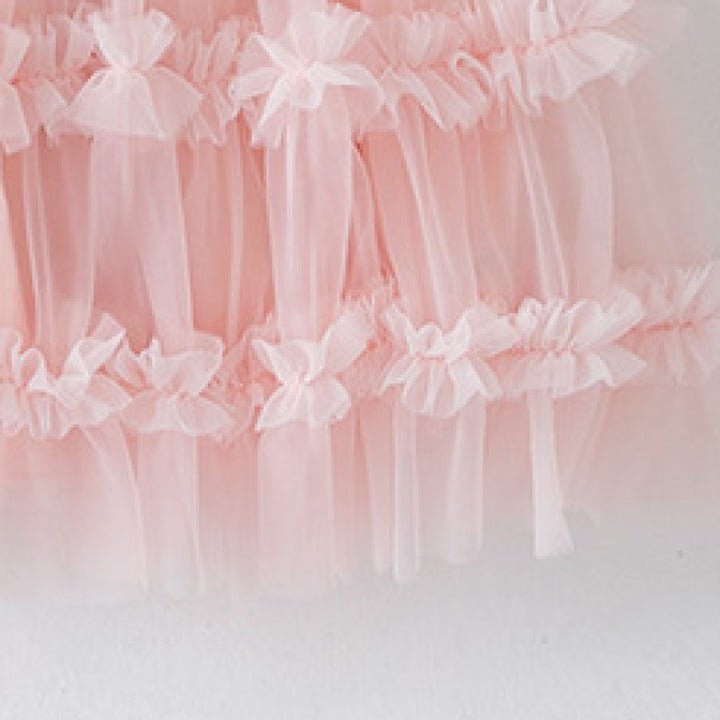 Girls Pink Ruffled Fit & Flare Dress