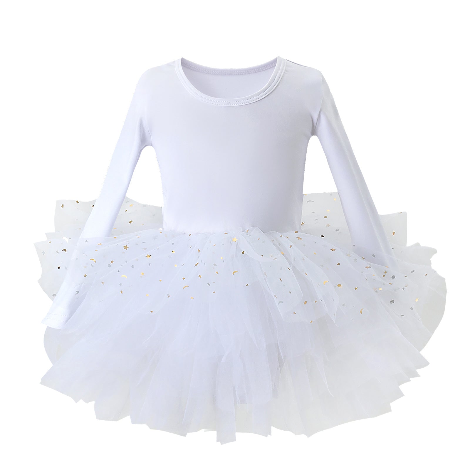 Girls White Embellished Fit & Flare Cotton Dress