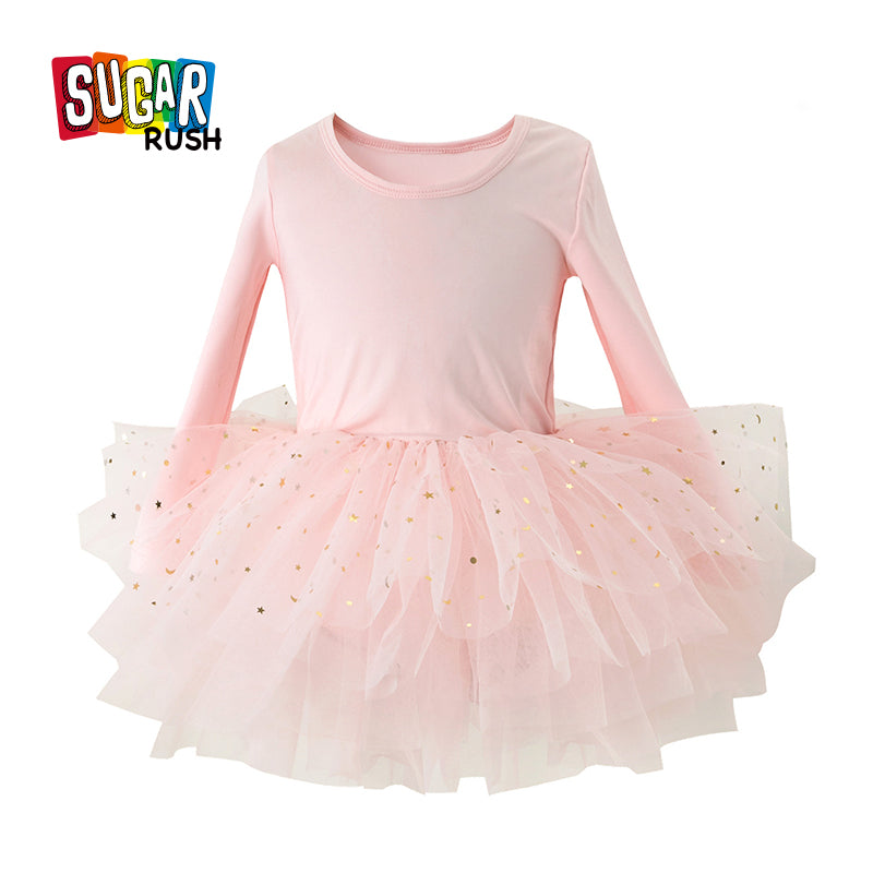 Girls Pink Embellished Fit & Flare Cotton Dress