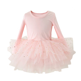 Girls Pink Embellished Fit & Flare Cotton Dress