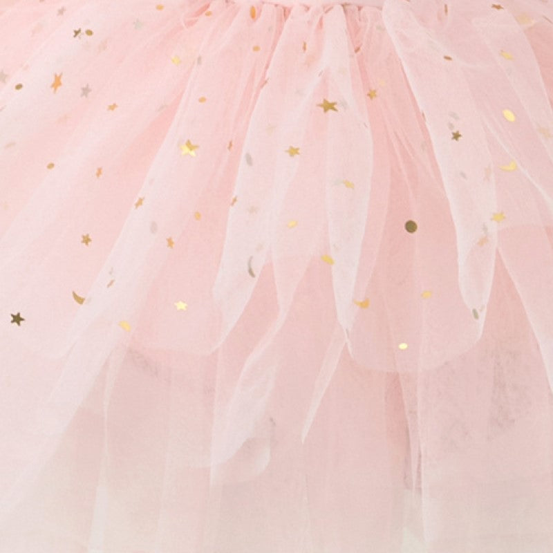 Girls Pink Embellished Fit & Flare Cotton Dress