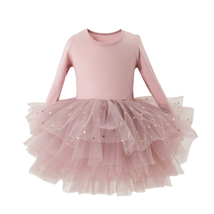 Girls Pink Applique Cotton Balloon Dress