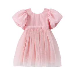 Pink Puff Sleeve Fit & Flare Dress