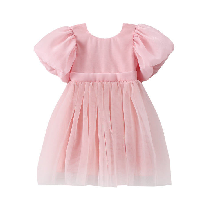 Pink Puff Sleeve Fit & Flare Dress