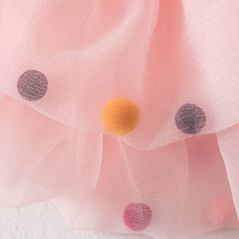 Girls Pink Shoulder Straps Bow Fit and Flare Dress