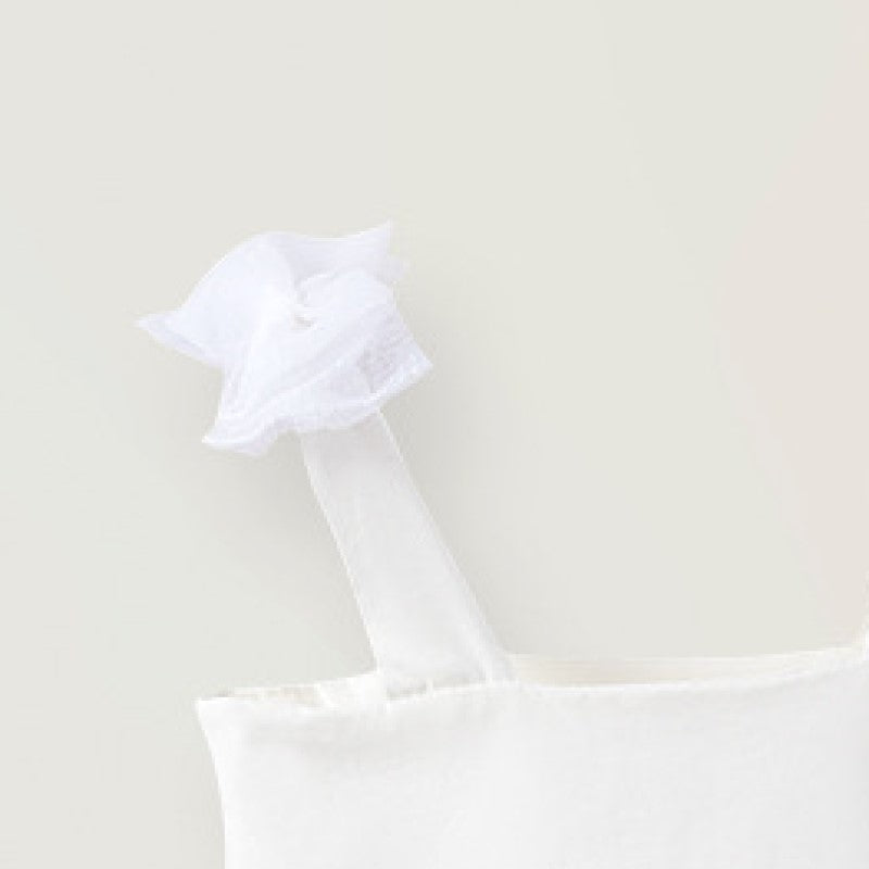 Girls White Shoulder Straps Fit & Flare Cotton Dress